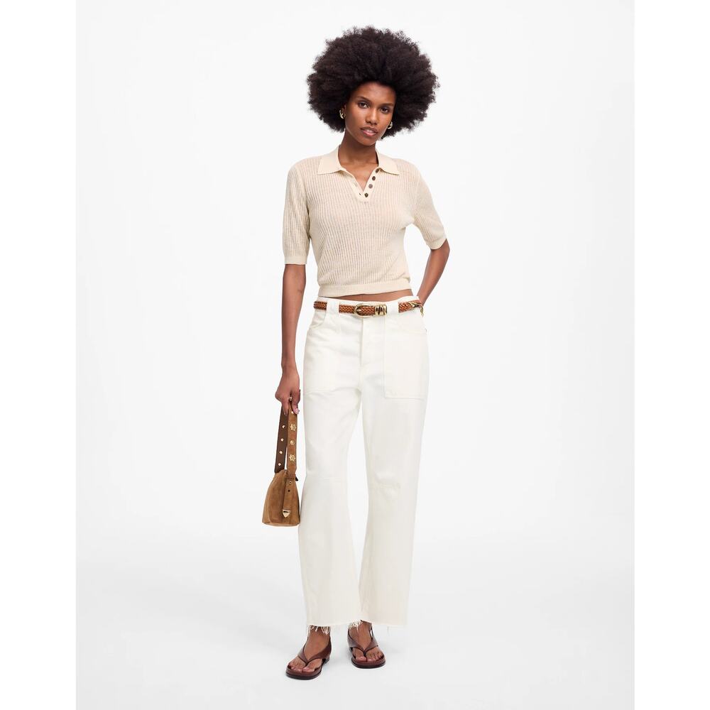 Madewell White Darted Barrel-Leg Jeans NWT Size 31 100% Cotton